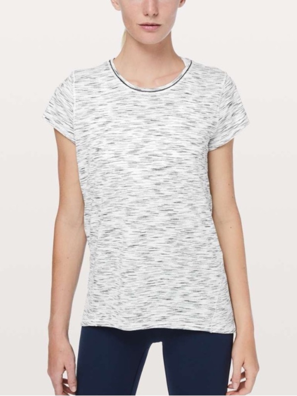 Lululemon Lost In Pace Short Sleeve Tiger Space Dye Black White Cap Sleeve SZ 8